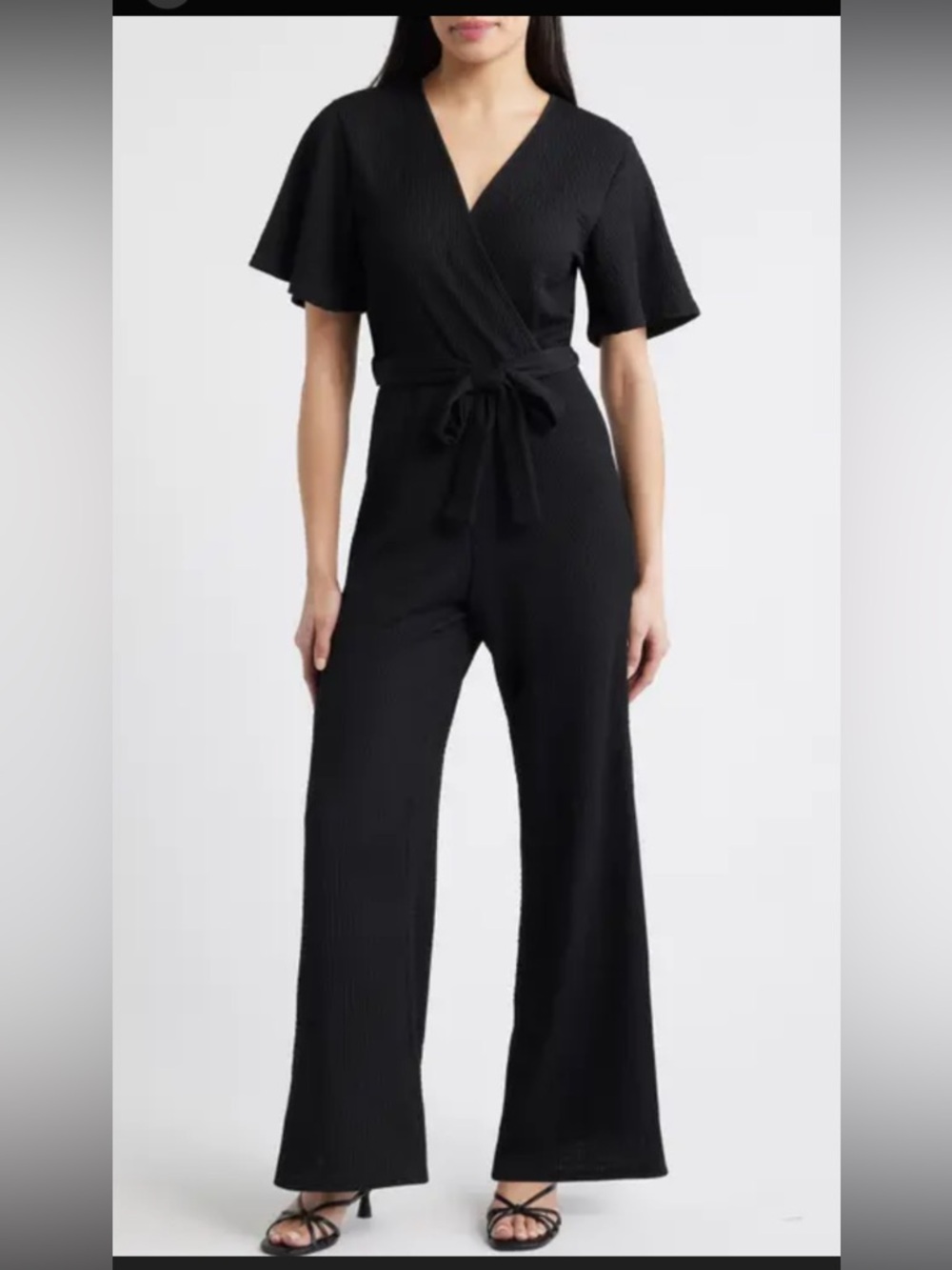 Alison Joy V Neck Jumpsuit - Black - Size S
